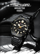 CURREN 8450  Men's Quartz Watch Business Blue Green Clock Analog Display Stainless Steel Strap Wrist Watches for Male